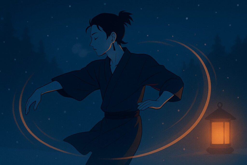 炭治郎 父親・炭十郎を象徴する冬の夜の神楽の舞のイメージ