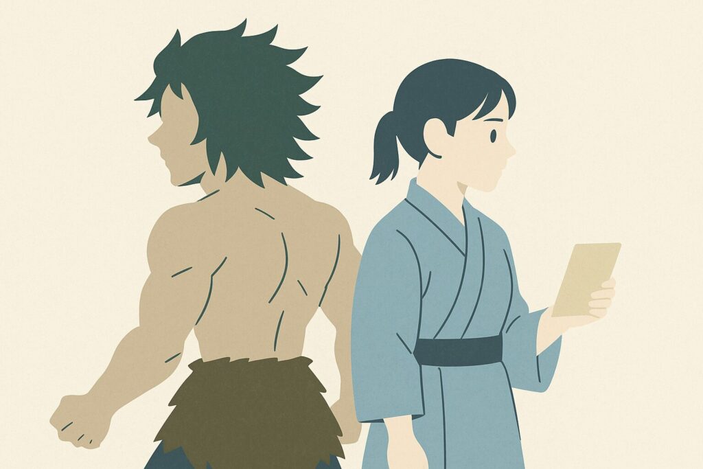 伊之助 アオイの関係と心情の軌跡を象徴する背中合わせのシルエット