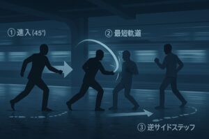 gantz 綾野剛の黒服星人｜一撃離脱と最短軌道を示す戦闘スタイル図解